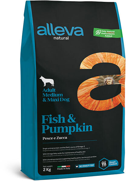 Alleva Natural Dog Adult Med/Maxi Fish & Pumpkin д/собак Медиум/Макси 12 кг