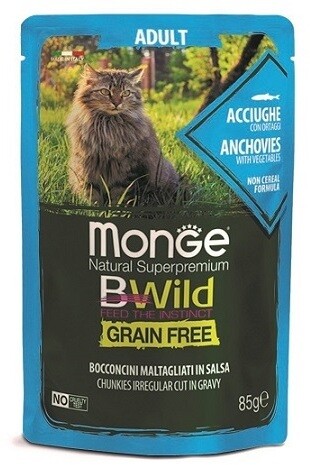 Monge Cat BWild GF пауч д/кошек анчоус 85 г