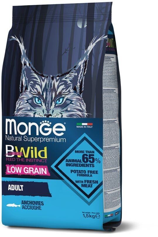 Monge Cat BWild LG малозерновой д/кошек анчоус 1,5 кг