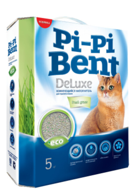 Наполнитель Pi-Pi Bent DeLuxe Fresh grass комкующийся 5 кг