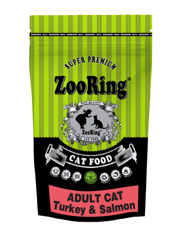 ZooRing Cat Adult д/кошек индейка и лосось 1,5 кг