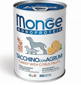Monge Dog Monoprotein Fruits конс д/собак Индейка цитрусовые 400 г