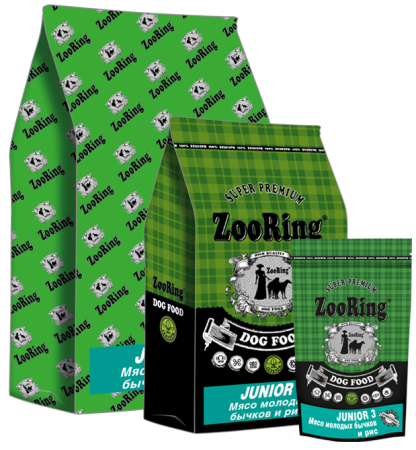 ZooRing Puppy&Junior 3 д/щенков Мясо молодых бычков 2 кг