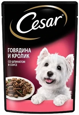 Cesar пауч д/собак говядина, кролик, шпинат 85 г