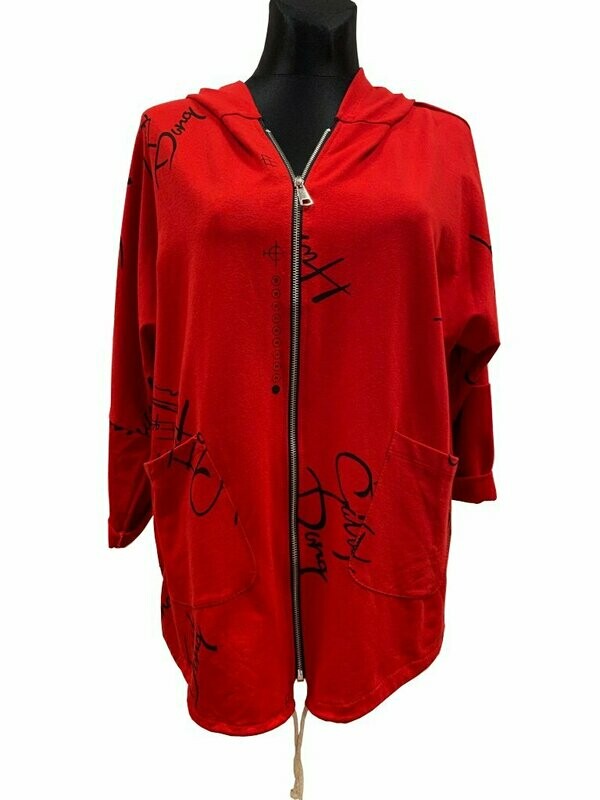 Jacke rot mit Schriftzügen