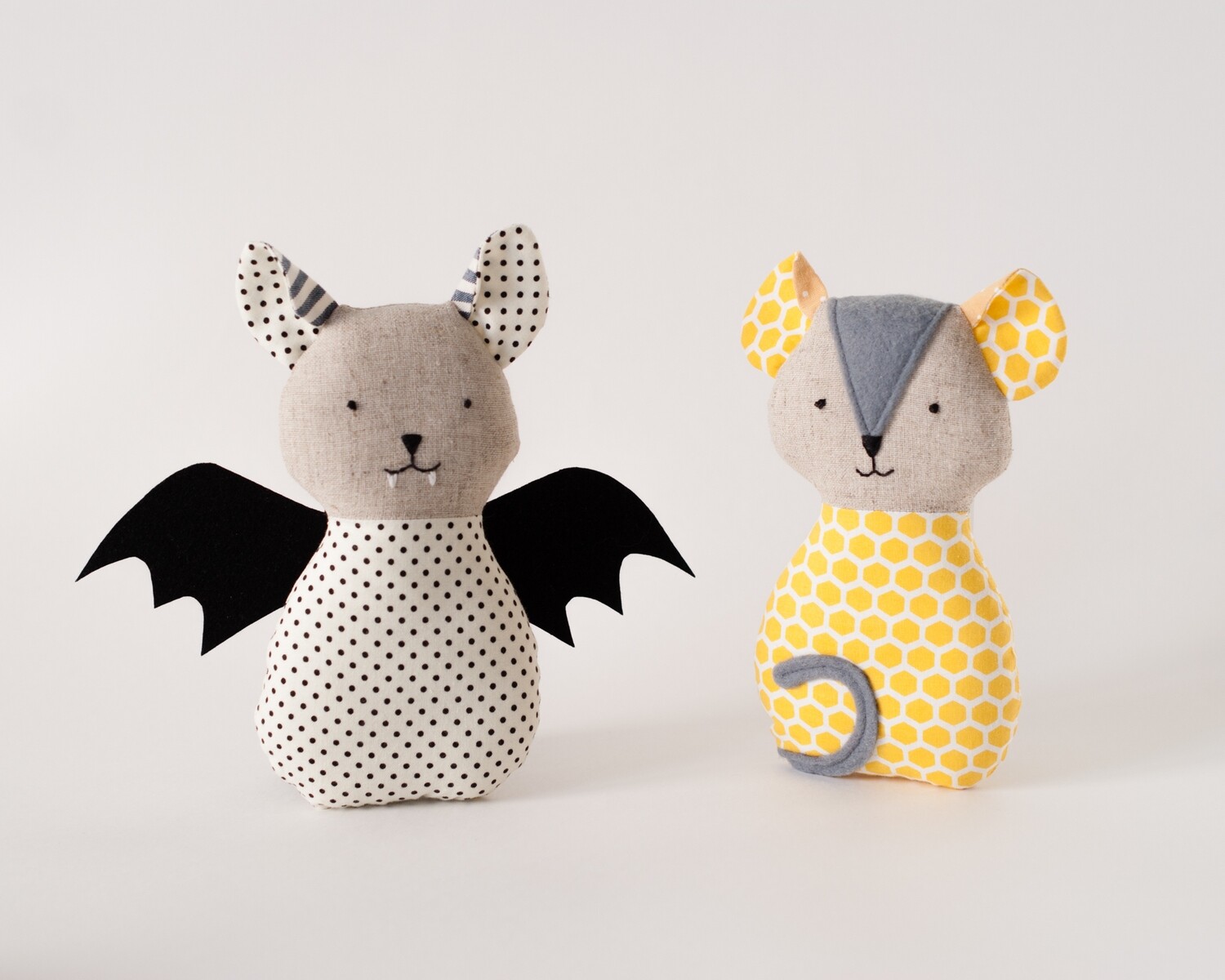 Mouse and bat. Sewing pattern PDF