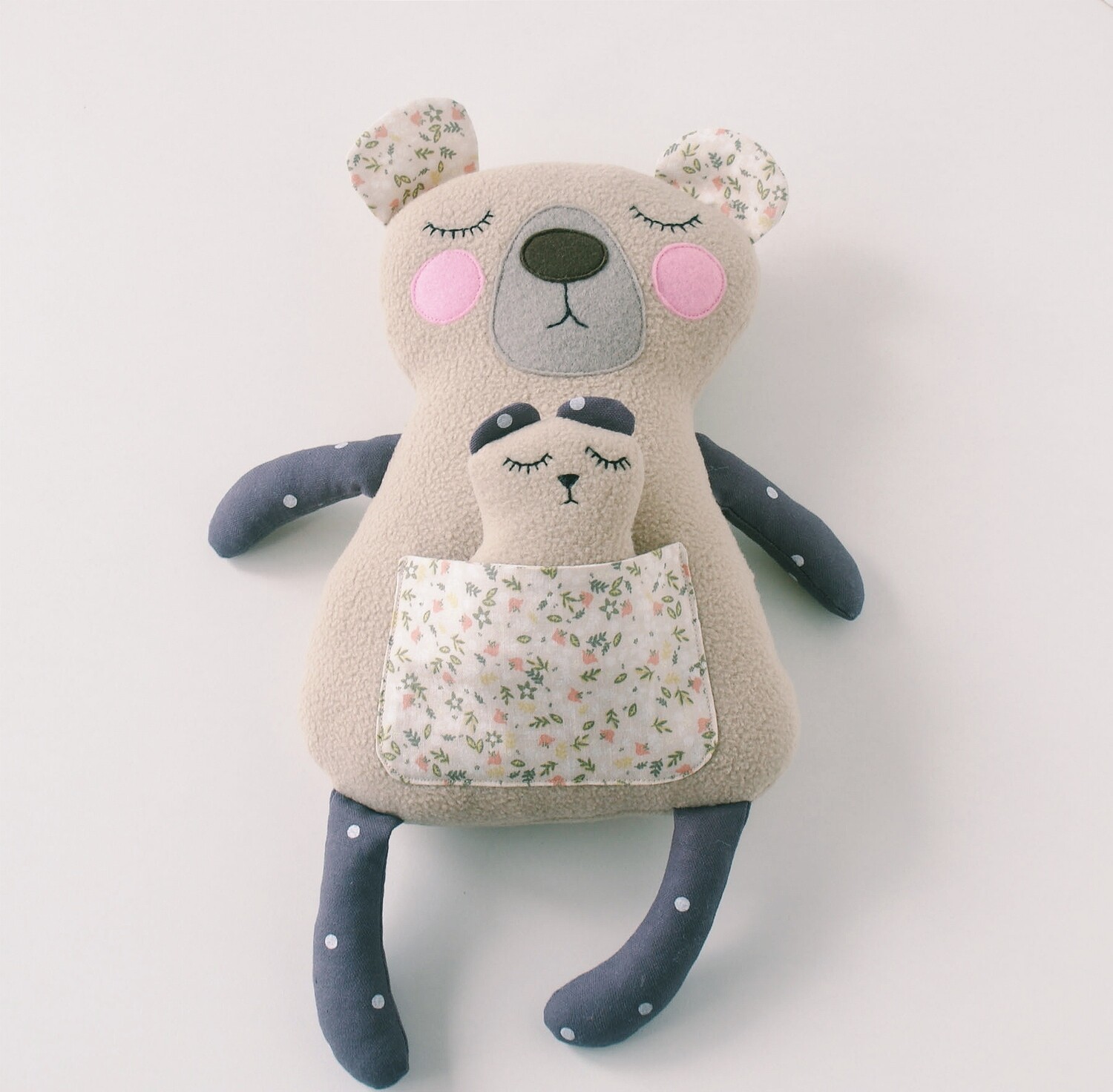 Bear with baby. Sewing pattern PDF