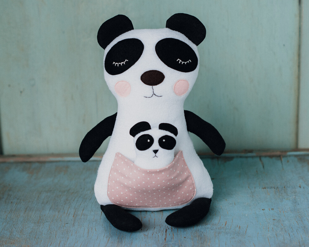 Panda with baby. Sewing pattern PDF