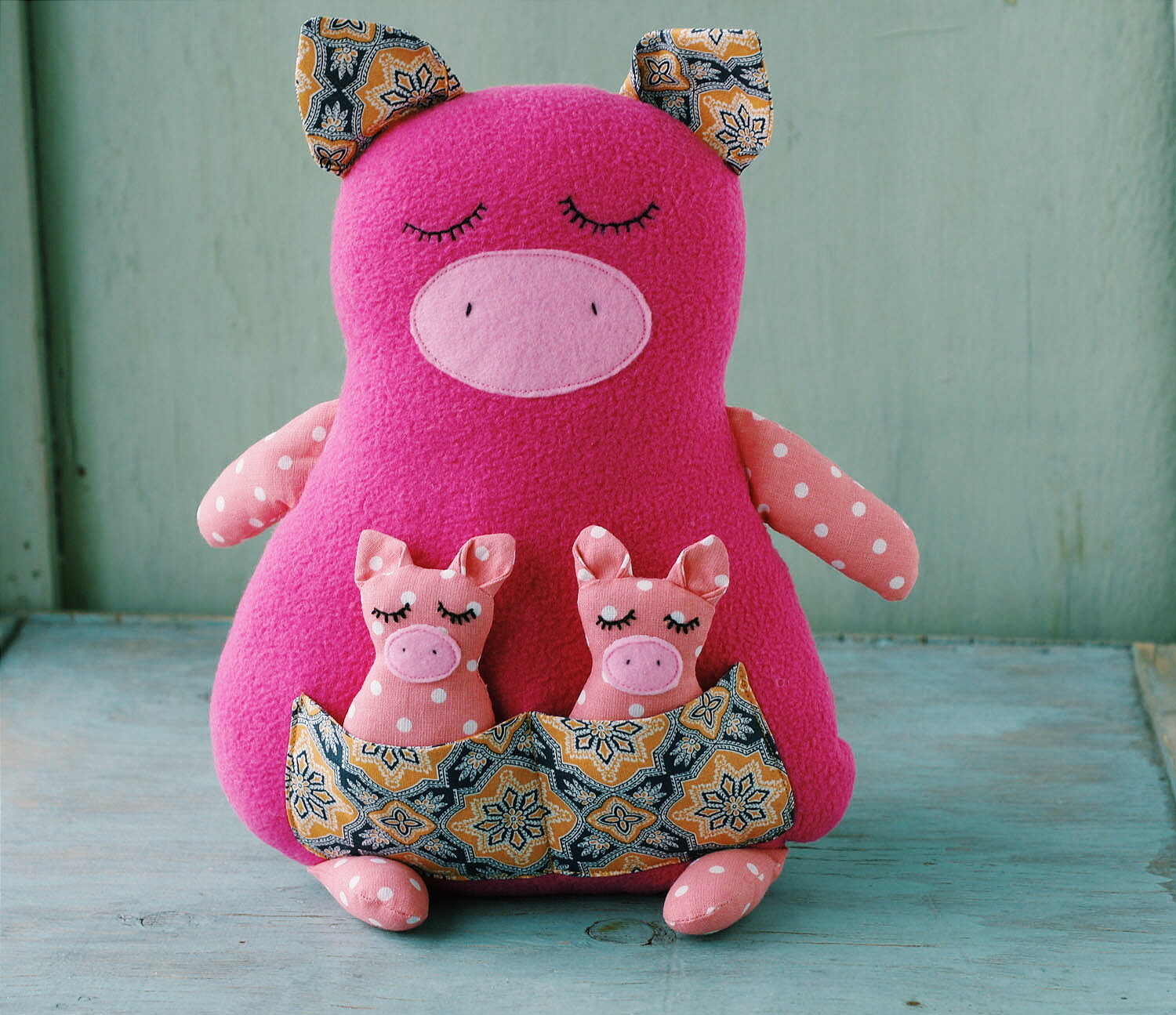 Pig with baby. Sewing pattern PDF