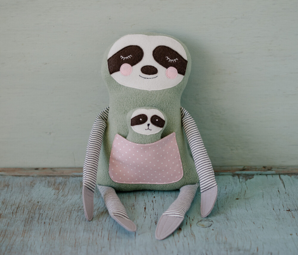Sloth with baby. Sewing pattern PDF