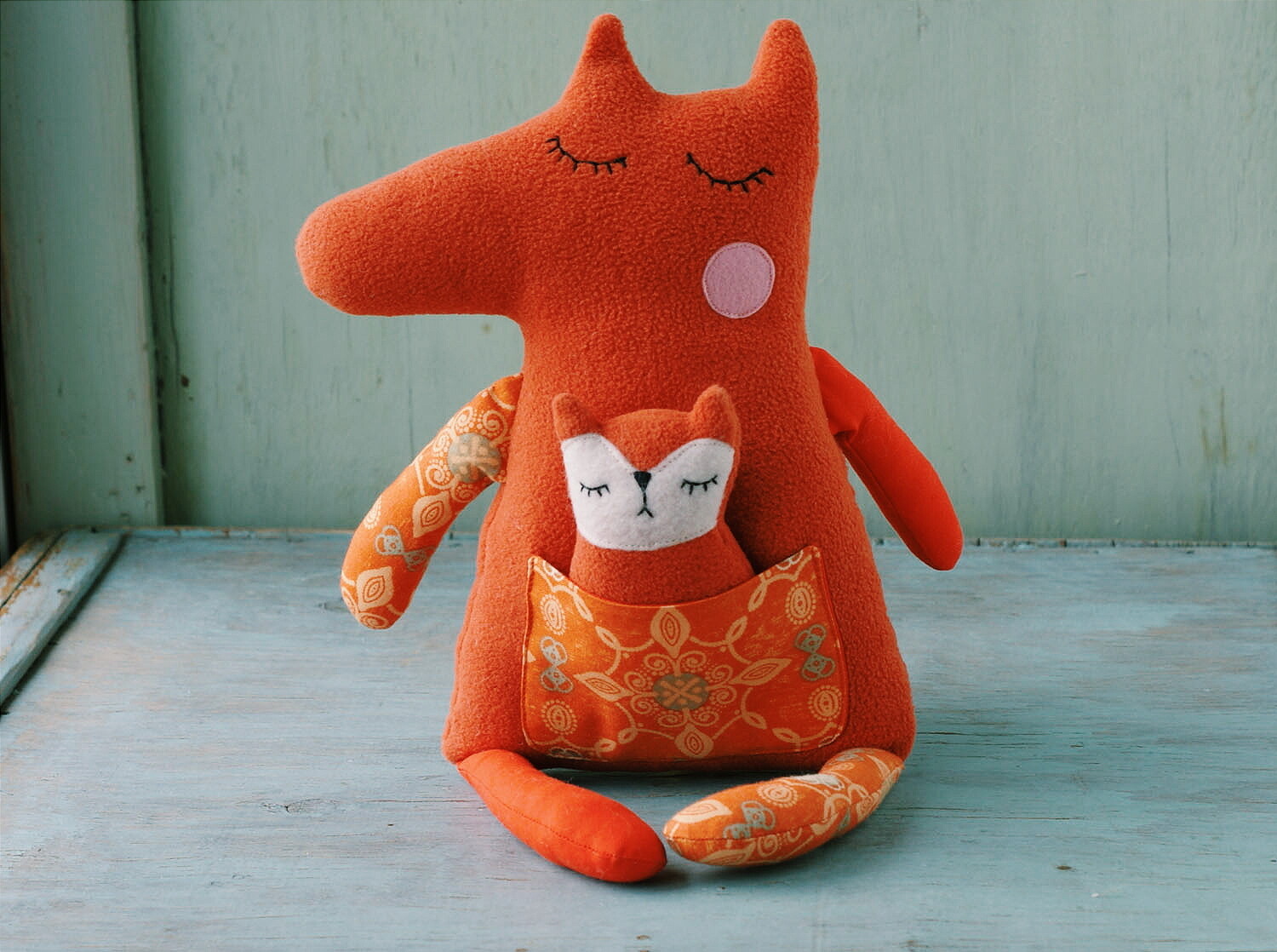 Fox with baby. Sewing pattern PDF