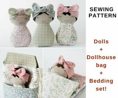 Dolls+Bag+Bedding. Sewing pattern PDF