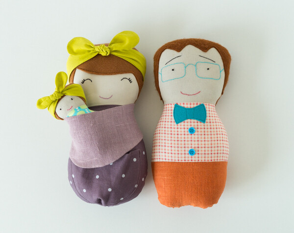 Mom and Baby and Dad dolls. Sewing patterns PDF
