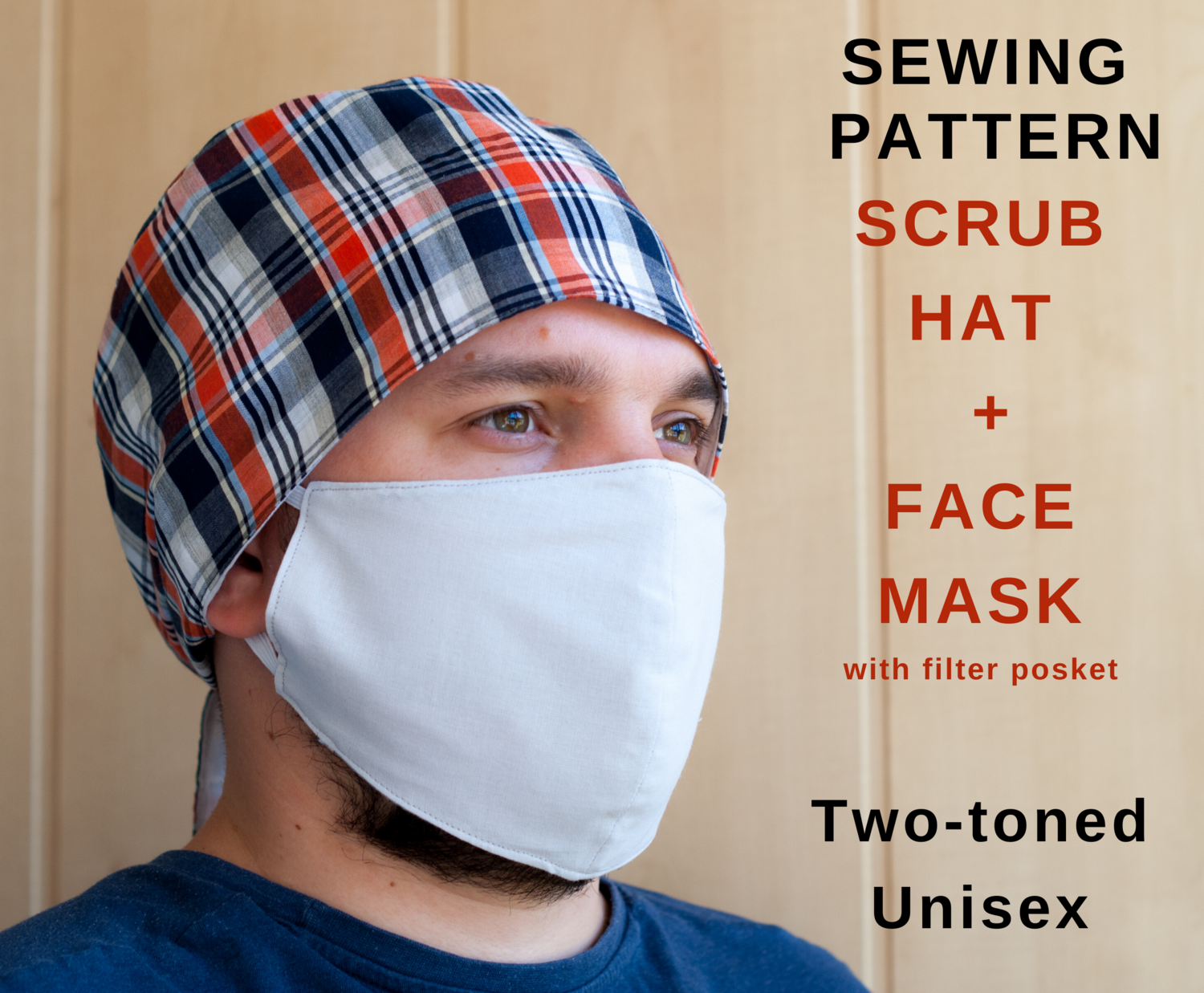 Face mask  + Scrub hat. Sewing pattern PDF