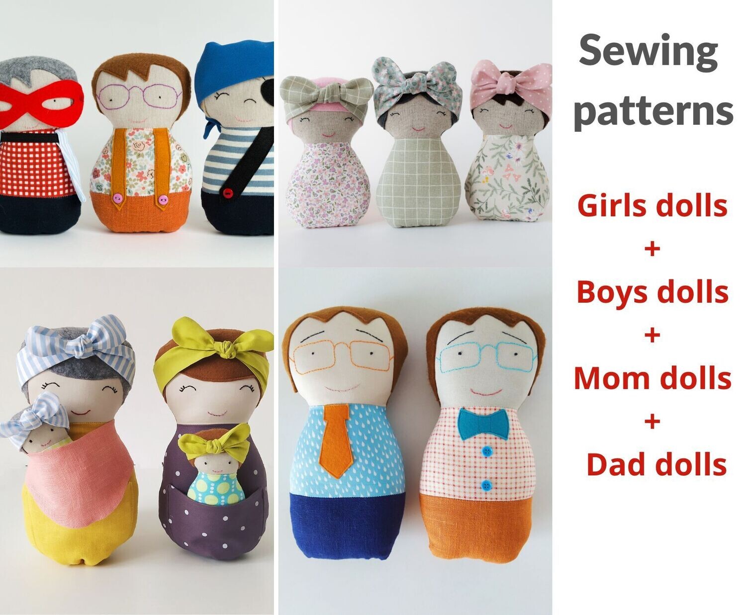 Family dolls. Sewing patterns and tutorials PDF