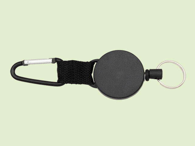 LLAVERO EXTENSIBLE NEGRO CON MOSQUETON