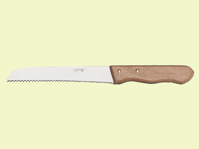 CUCHILLO PARA EL PAN MANGO MADERA 20 cm./hoja