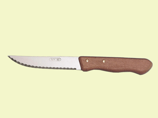 CUCHILLO MESA MANGO MADERA MICROFILO 11 cm./hoja
