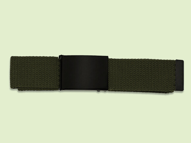 CINTURON NYLON VERDE HEBILLA METALICA NEGRA 130x3.9 cm.