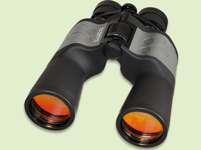 BINOCULAR NEGRO 10-30X50 LENTE RUBI CON FUNDA