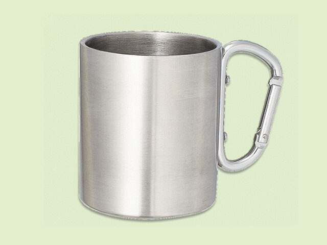 VASO DE ACERO INOX. CON MOSQUETON 350 ml.