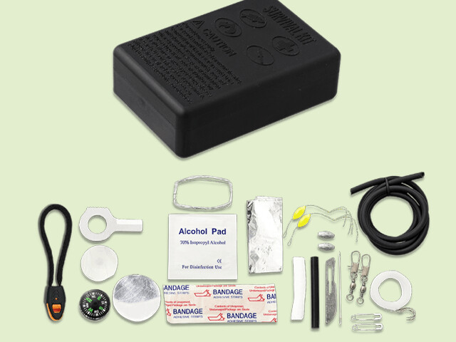 KIT SUPERVIVENCIA CON MATERIAL PESCA/SANITARIO 10 cm