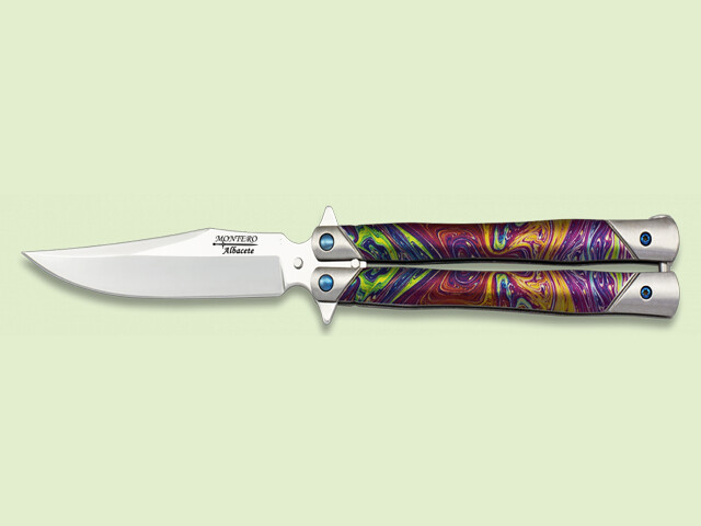 NAVAJA ABANICO MANGO MULTICOLOR 10 cm/hoja