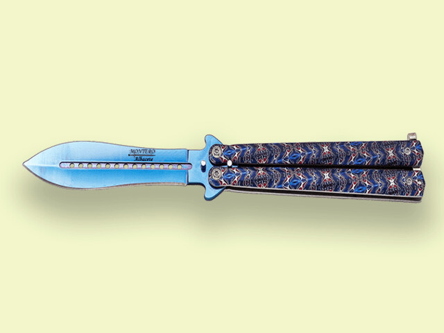 NAVAJA ABANICO MANGO BOREAL 11 cm/hoja AZUL