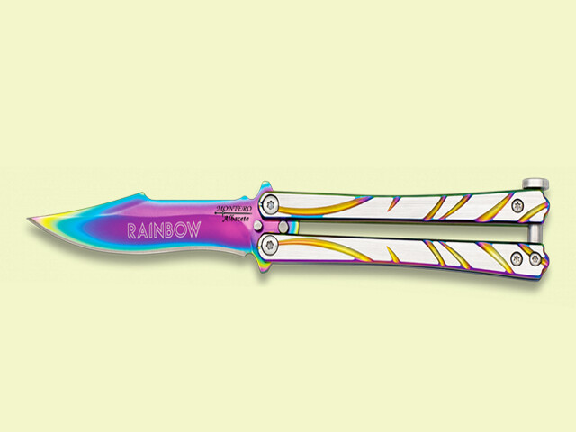 NAVAJA ABANICO MANGO ACERO Y HOJA TITANIO 8.5 cm/hoja