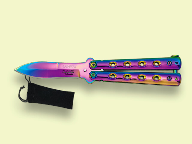 NAVAJA ABANICO TITANIO CON FUNDA 7.5 cm/hoja