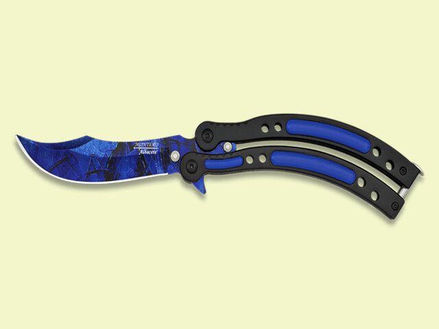 NAVAJA ABANICO TIBURON AZUL 10 cm/hoja Azul