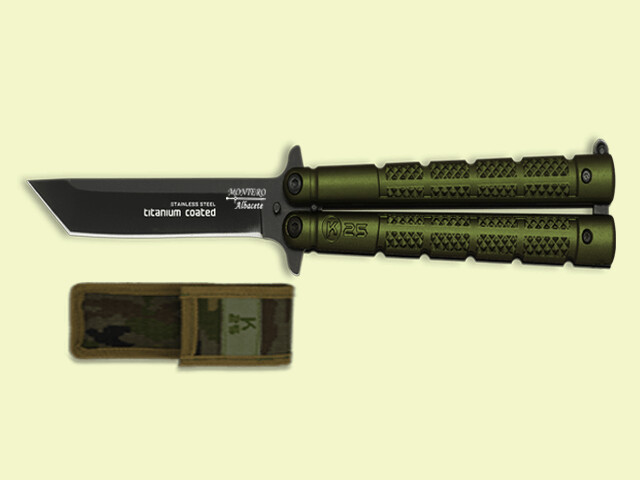NAVAJA ABANICO TITANIUM K25 VERDE 10 cm/hoja negra