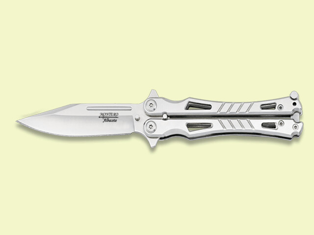 NAVAJA ABANICO MANGO ACERO PLATEADO 9.5 cm/hoja