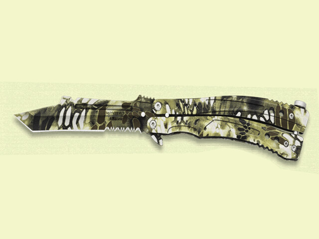 NAVAJA ABANICO CAMUFLAJE VERDE PITON 10.5 cm/hoja