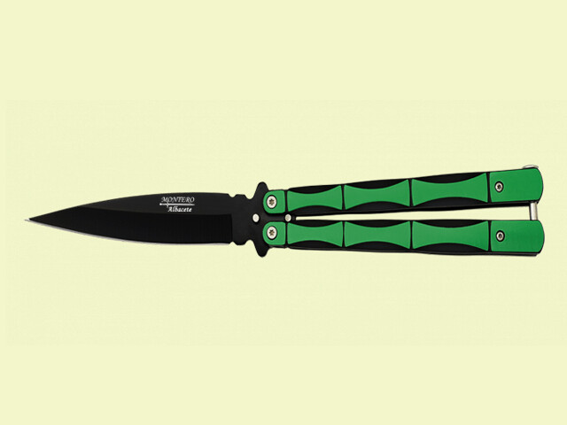 NAVAJA ABANICO MANGO ACERO VERDE 11 cm/hoja
