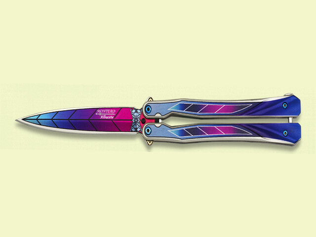 NAVAJA ABANICO MANGO ACERO MULTICOLOR 10 cm/hoja