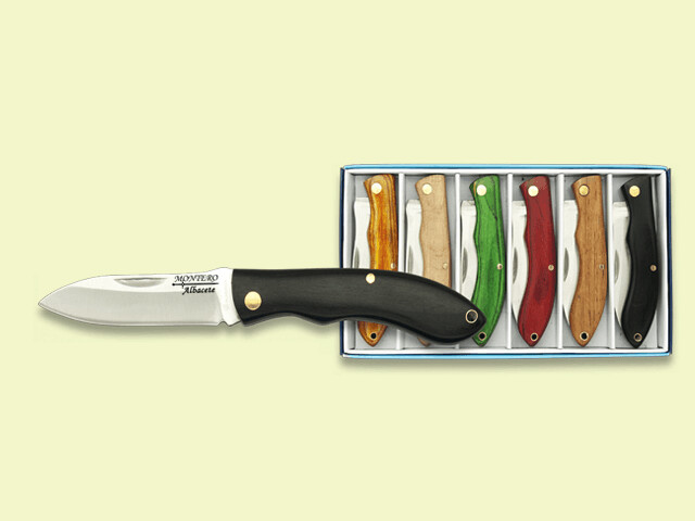 SET DE SEIS NAVAJAS MADERA SURTIDA 6 cm/hoja