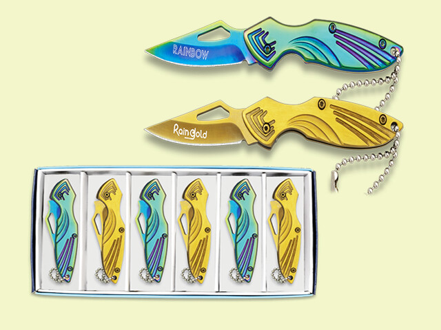 SET DE 6 NAVAJAS MANGO ACERO 2 COLORES 5 cm/hoja