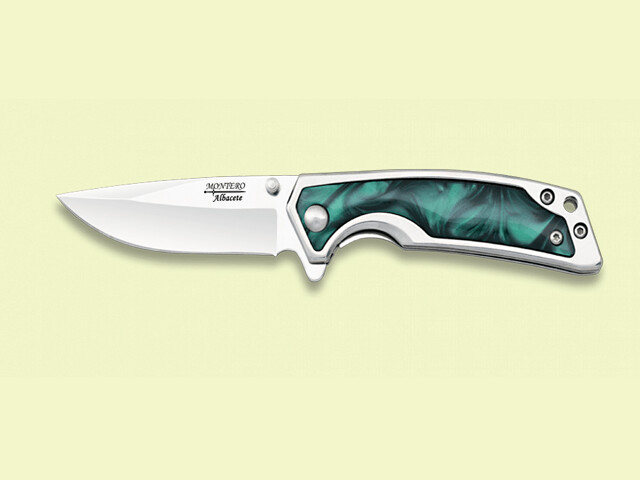 NAVAJA METALICA MANGO NACAR-VERDE 6.5 cm/hoja
