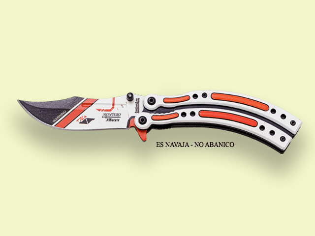 NAVAJA APERT. ASIST. MANGO PLATA-NARANJA 9 cm/hoja