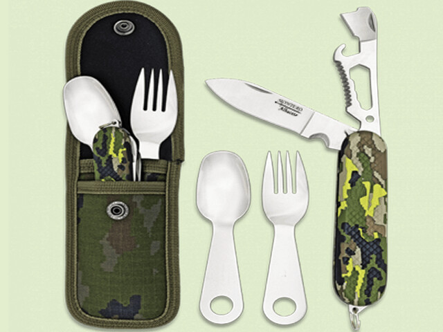 MULTIUSOS Y CUBIERTOS EJERCITO CAMUFLAJE VERDE