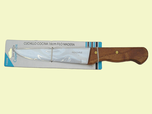 CUCHILLO COCINA MANGO MADERA EN BLISTER GRANDE 16 cm/hoja