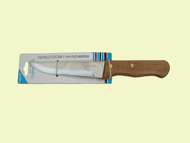 CUCHILLO COCINA MANGO MADERA EN BLISTER PEQUEÐO 11 cm/hoja