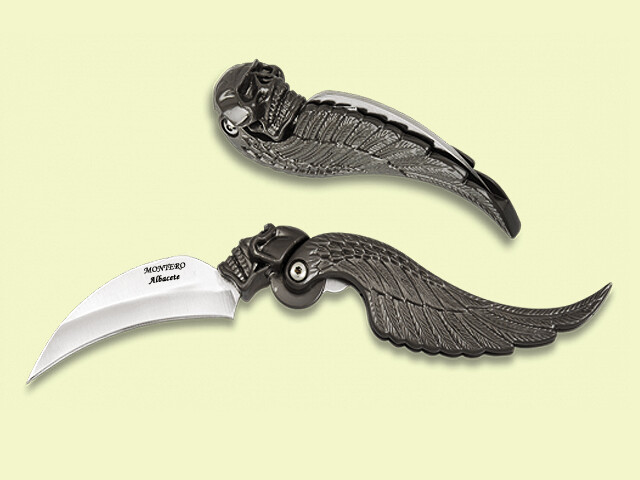 NAVAJA DECORADA PLUMA CALAVERA 6.5 cm/hoja