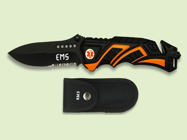 NAVAJA EMS METALICA NEGRA-NARANJA 9 cm/hoja