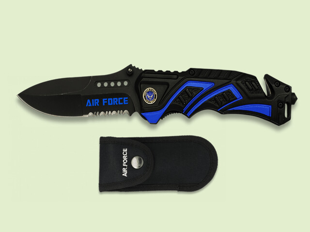 NAVAJA AIR FORCE METALICA NEGRA-AZUL 9 cm/hoja