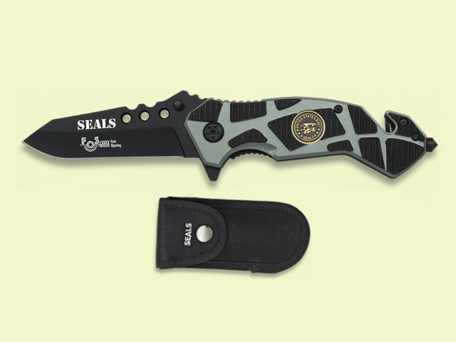 NAVAJA TACTICA SEALS NEGRA-GRIS 8 cm/hoja