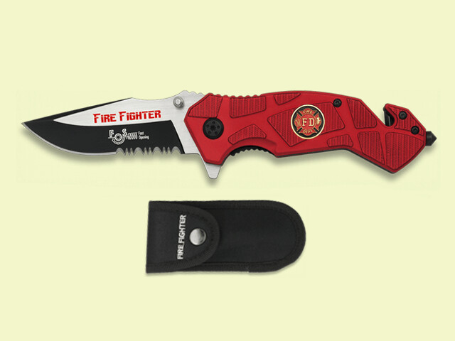 NAVAJA TACTICA FIRE FIGHTER ROJA 8 cm/hoja