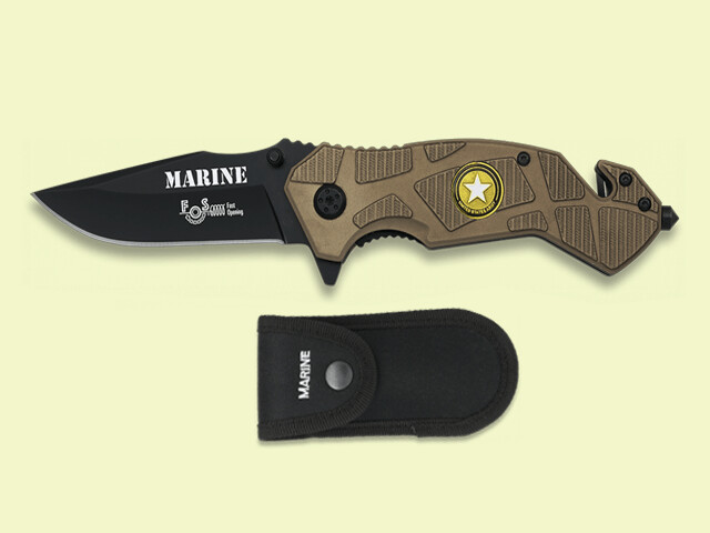 NAVAJA TACTICA MARINE MARRON 8 cm/hoja