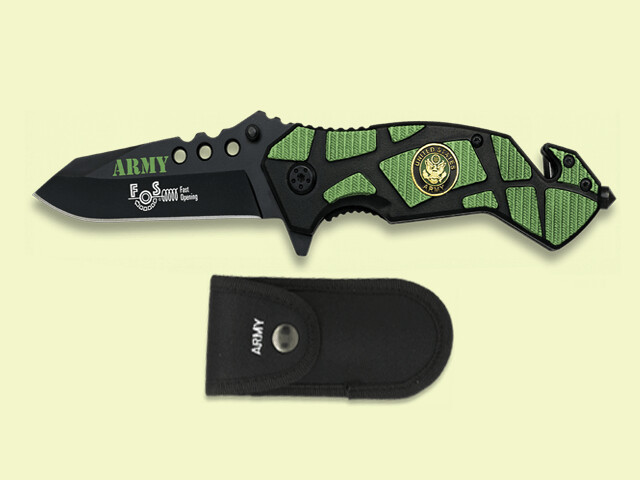 NAVAJA TACTICA ARMY NEGRA-VERDE 8 cm/hoja